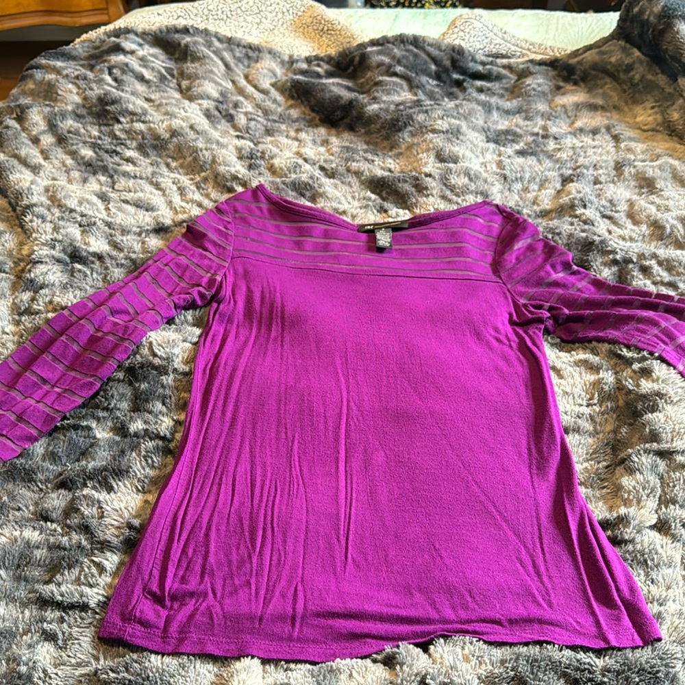 International Concepts, size small, purple, quarter sleeve blouse.